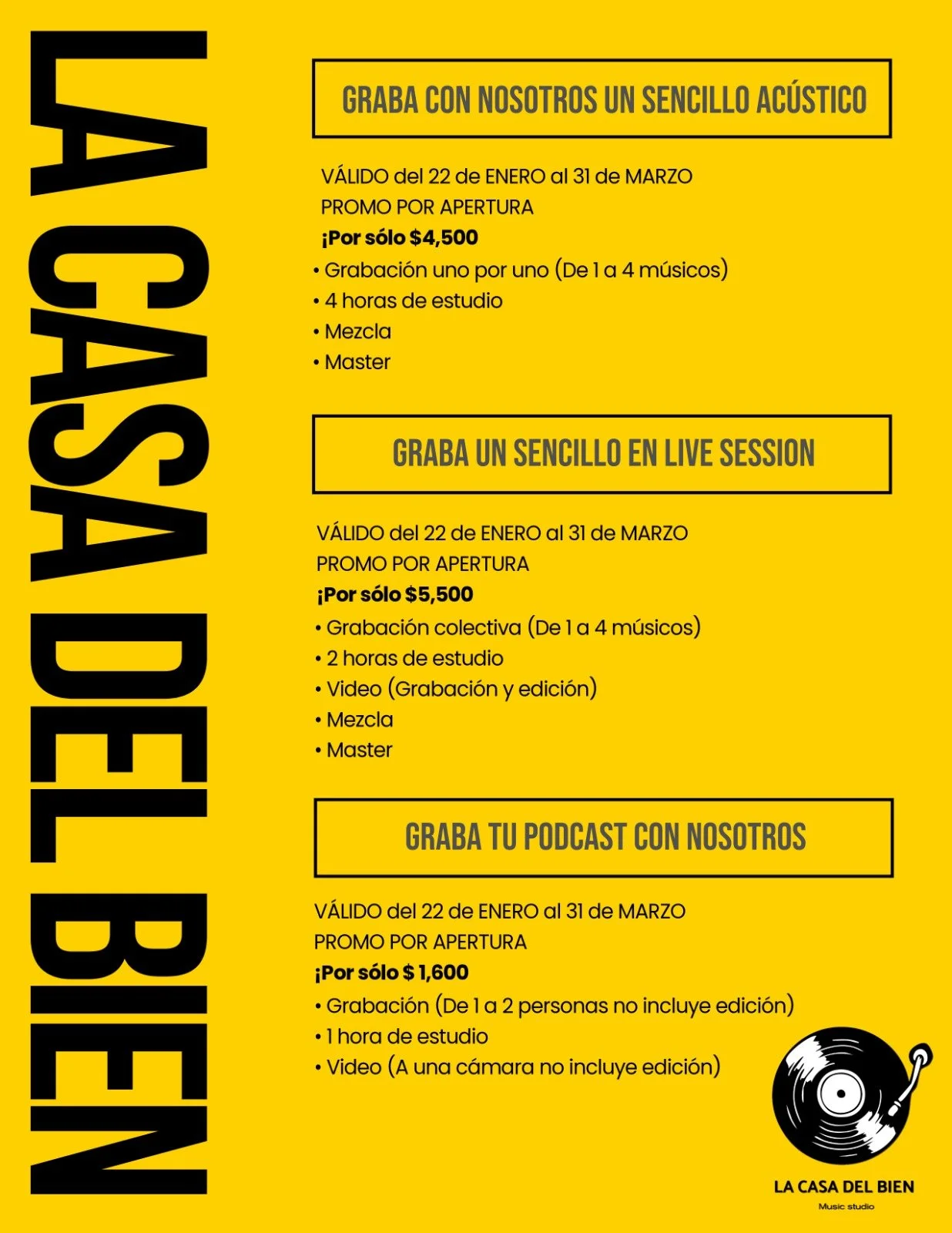 Servicios por Apertura