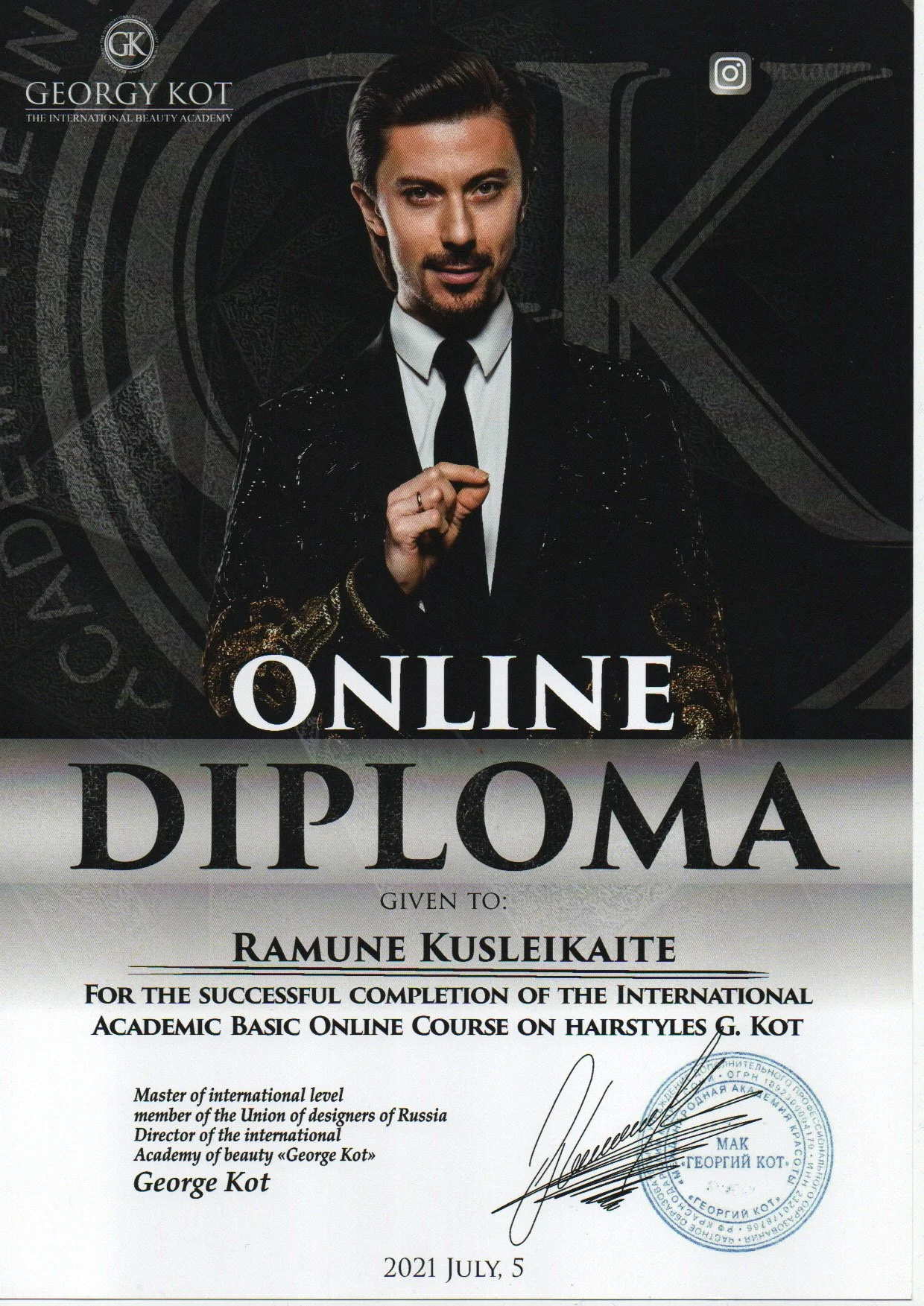 Georgy Kot akademijos diplomas, plaukų stilistė Ramunė, vestuvinis įvaizdis