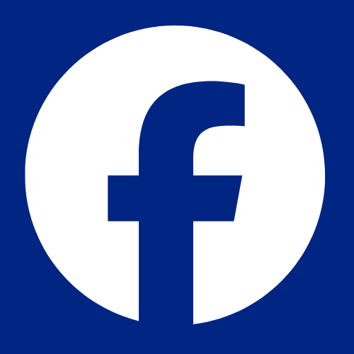 Facebook logo with a white 'f' inside a blue circle on a dark blue background.