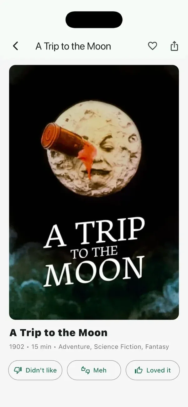 Flyxly film discovery screen showing A Trip to the Moon.