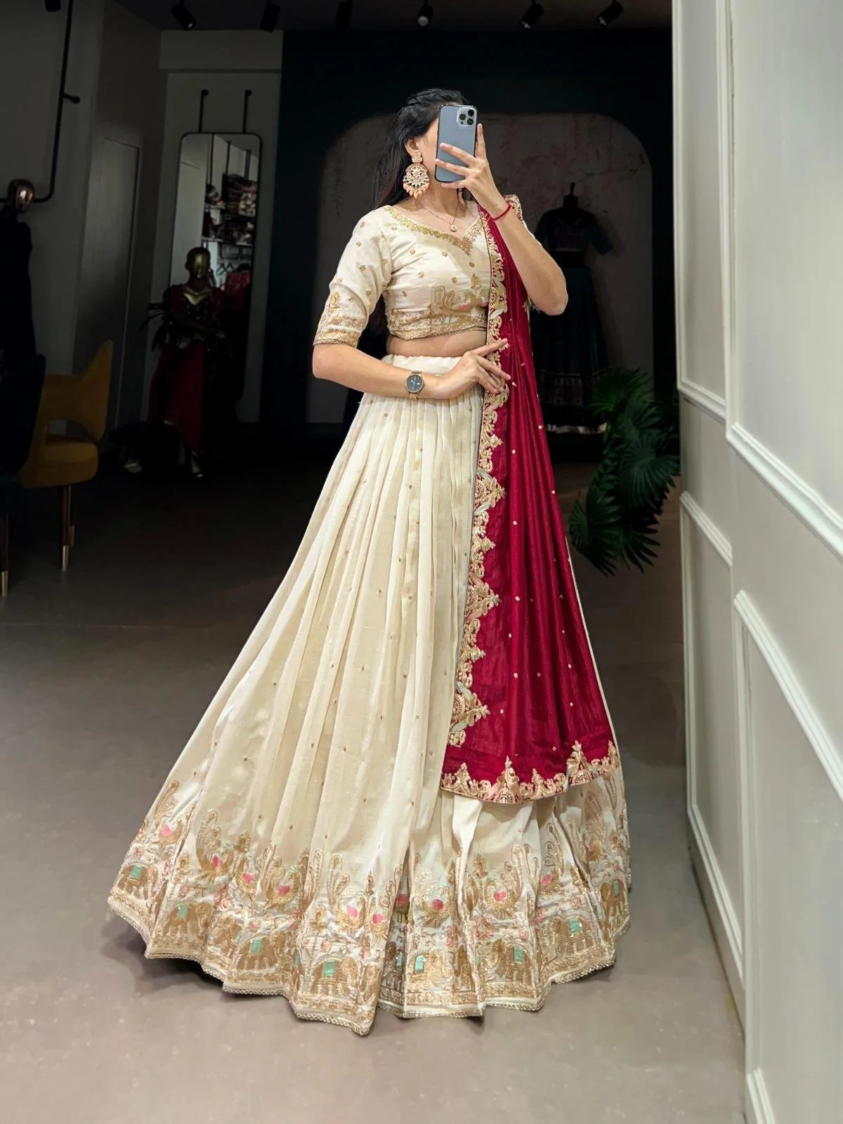 Serenya Vichitra Silk Lehenga Set