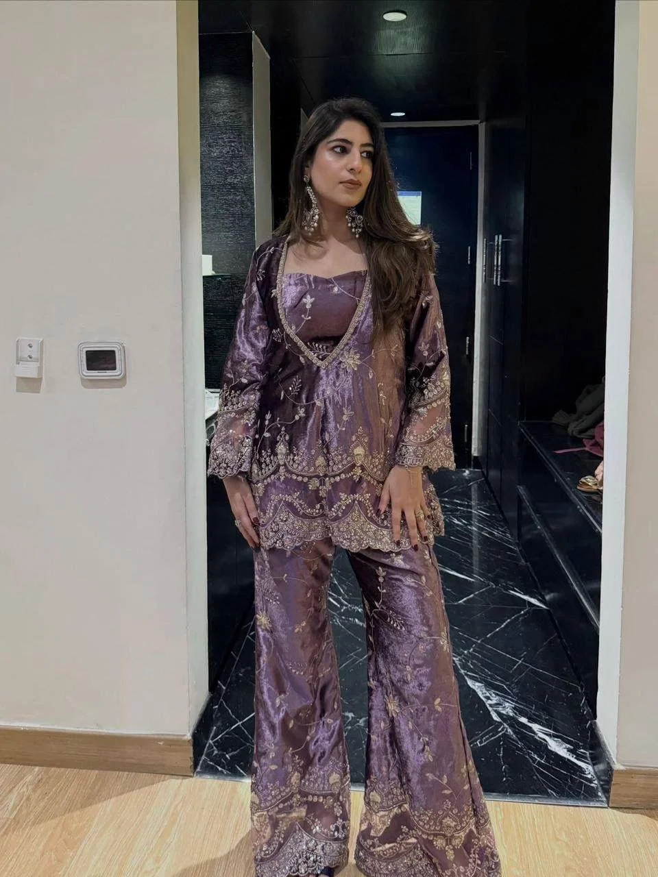 Zarika Fandy Silk Kurti-Blouse Palazzo Set