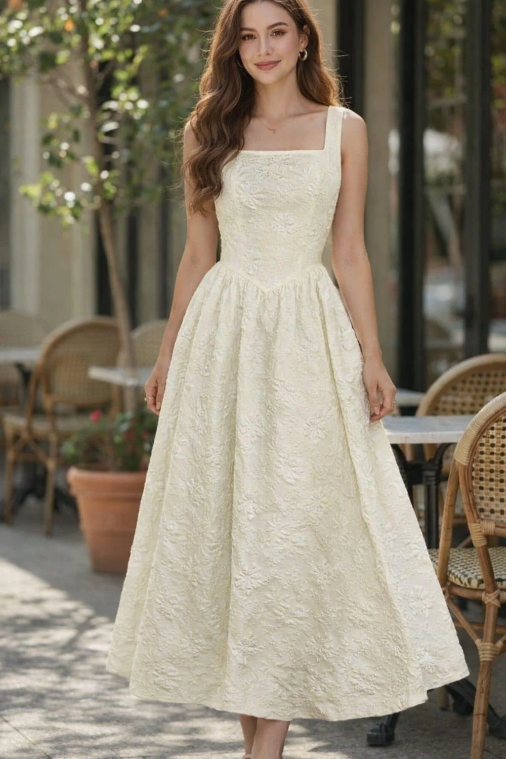 Moon Ivory Grace Midi Dress