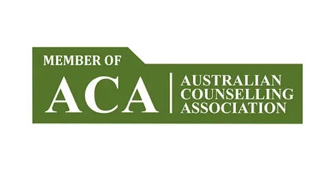 Green rectangular badge with white text stating "Member of ACA Australian Counselling Association."