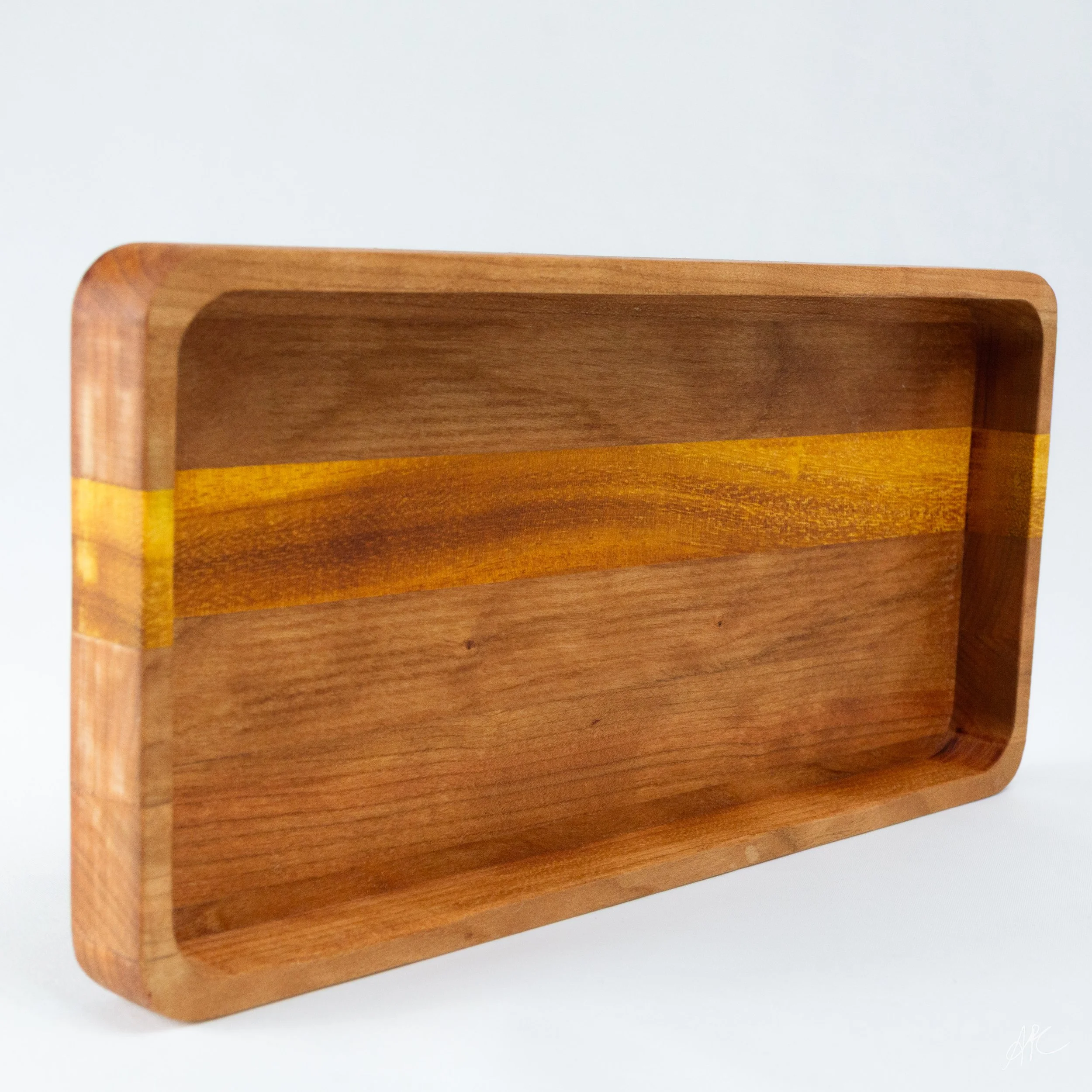 Cherry & Osage Orange Catch-All Tray – Two-Tone Wood Valet Organizer