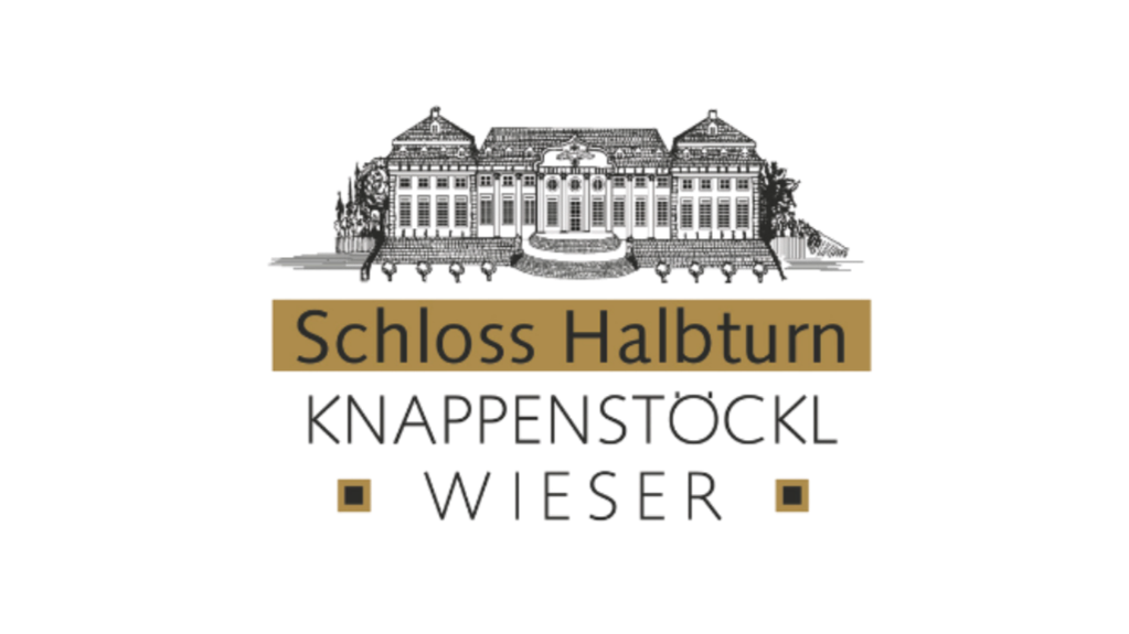 Ein historisches Schloss mit detaillierter Architektur. Der Text darunter lautet 'Schloss Halbturm'.