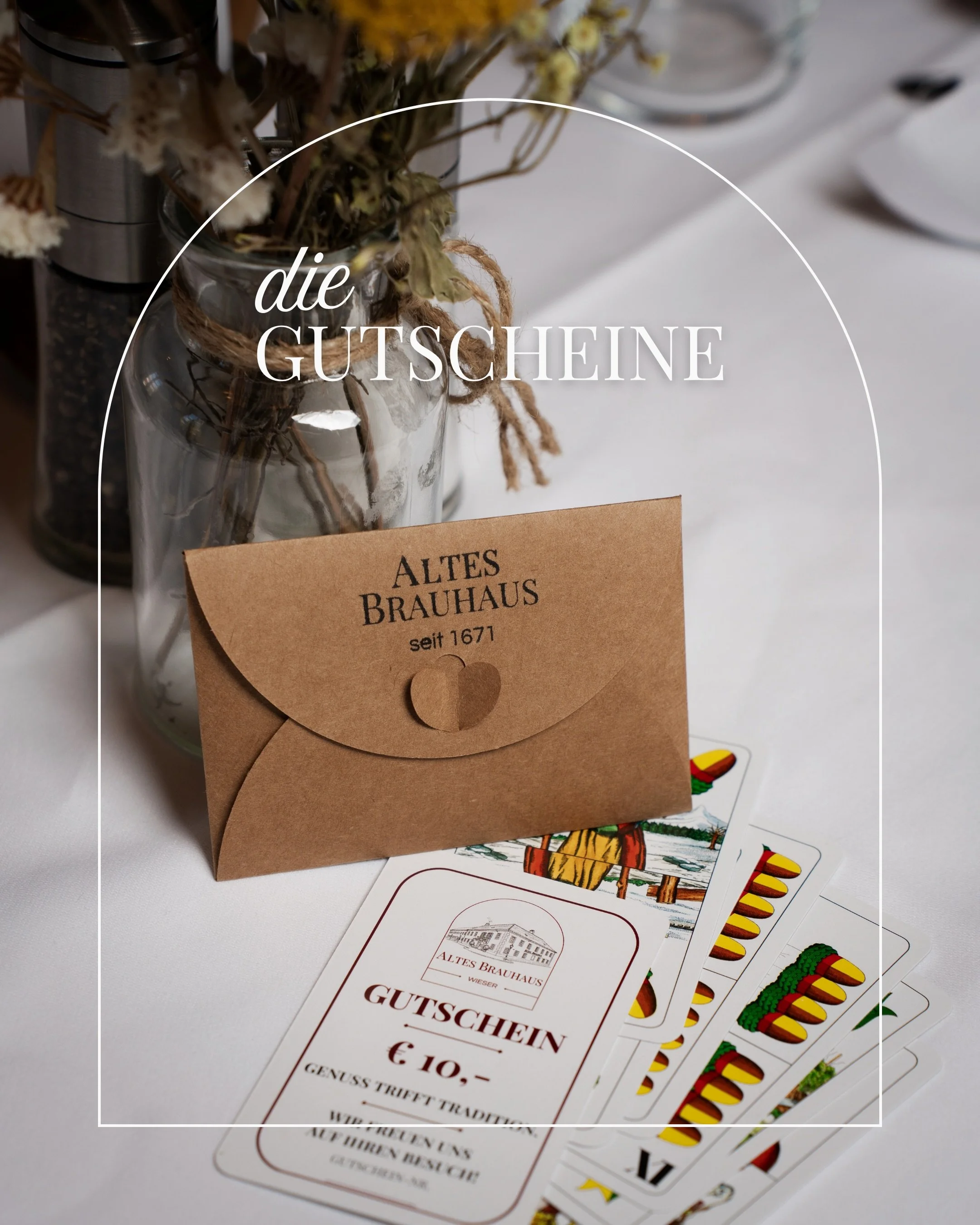 Noch auf der Suche nach dem passenden Geschenk? 🎁 

Wie w&auml;re es mit einem Besuch im Alten Brauhaus? Unsere Gutscheine gibt es in einer ganz besonderen Form: als Schnapskarten 🃏 

Jede Spielkarte hat einen Wert von 10 &euro; und kann bei uns im