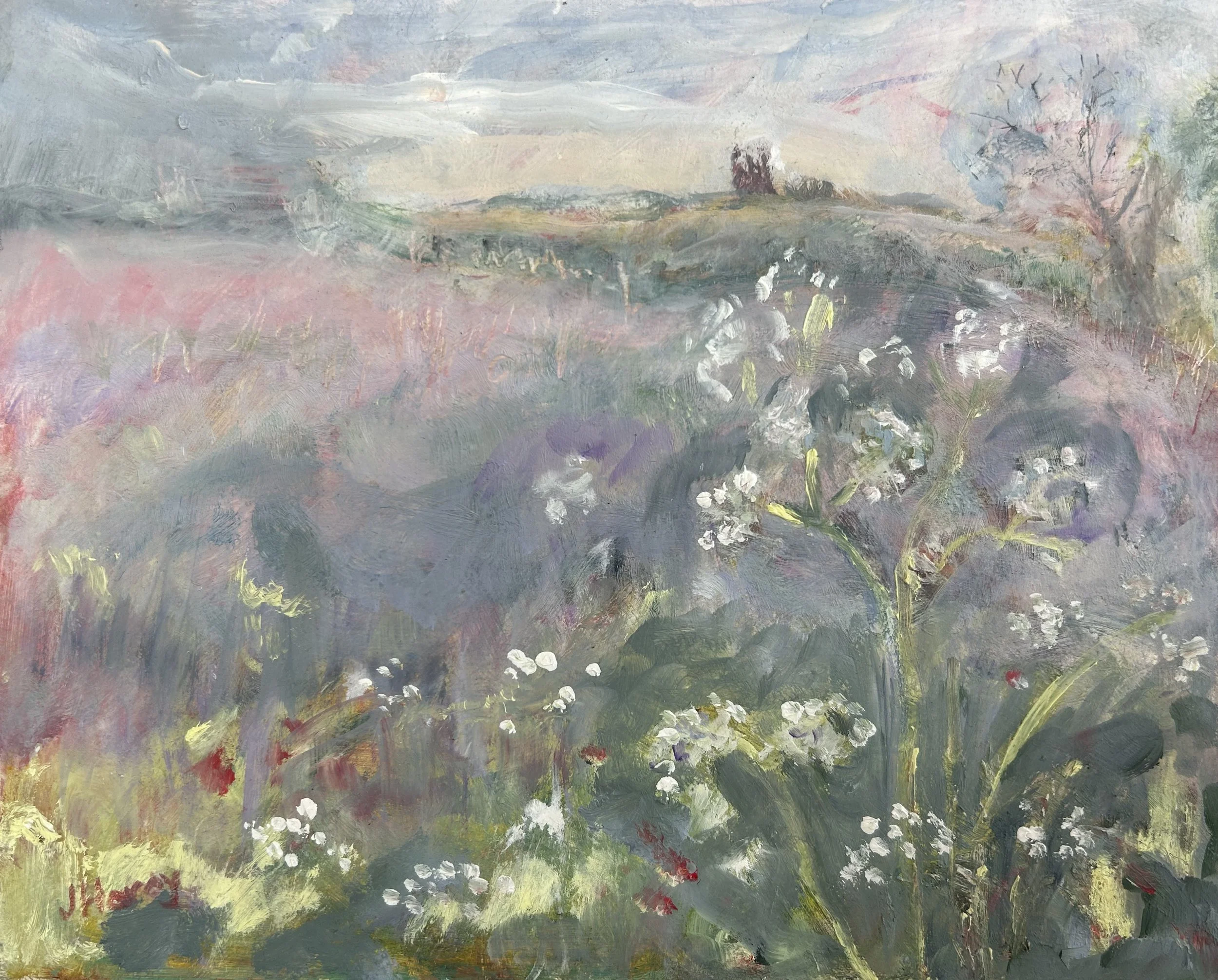Castle meadow. Oil on board.