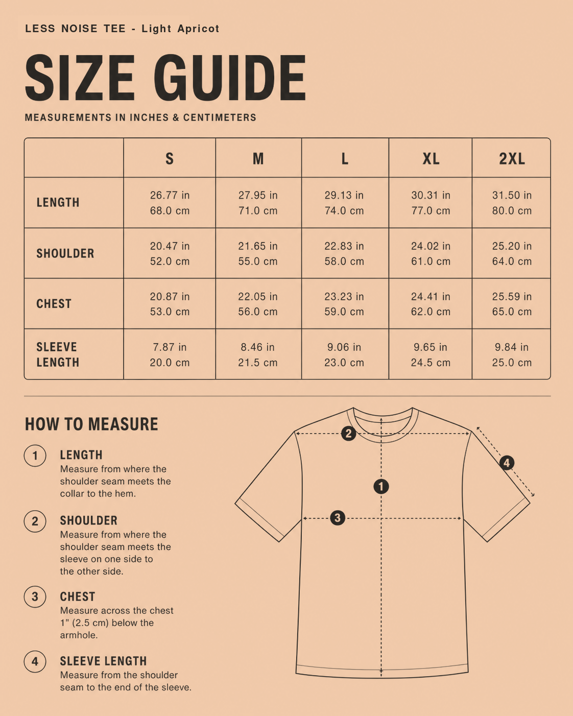 less_noise_tee_size_guide_light_apricot.png