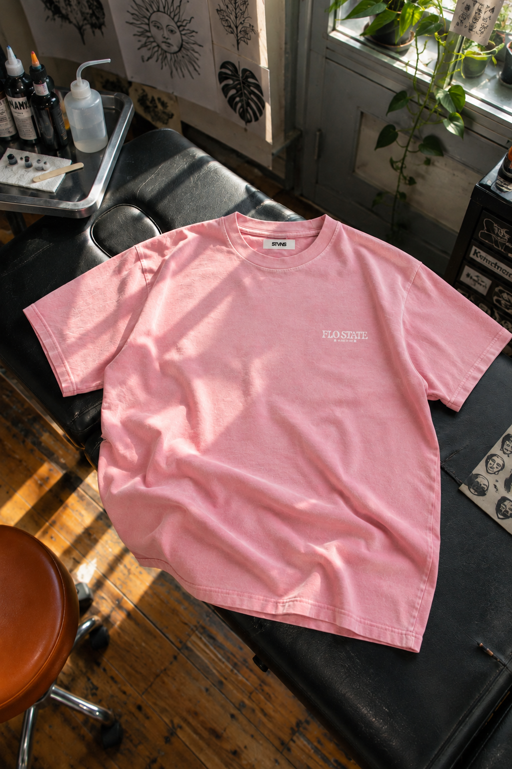 Pastel Pink STVNS Tee in Tattoo Studio.png
