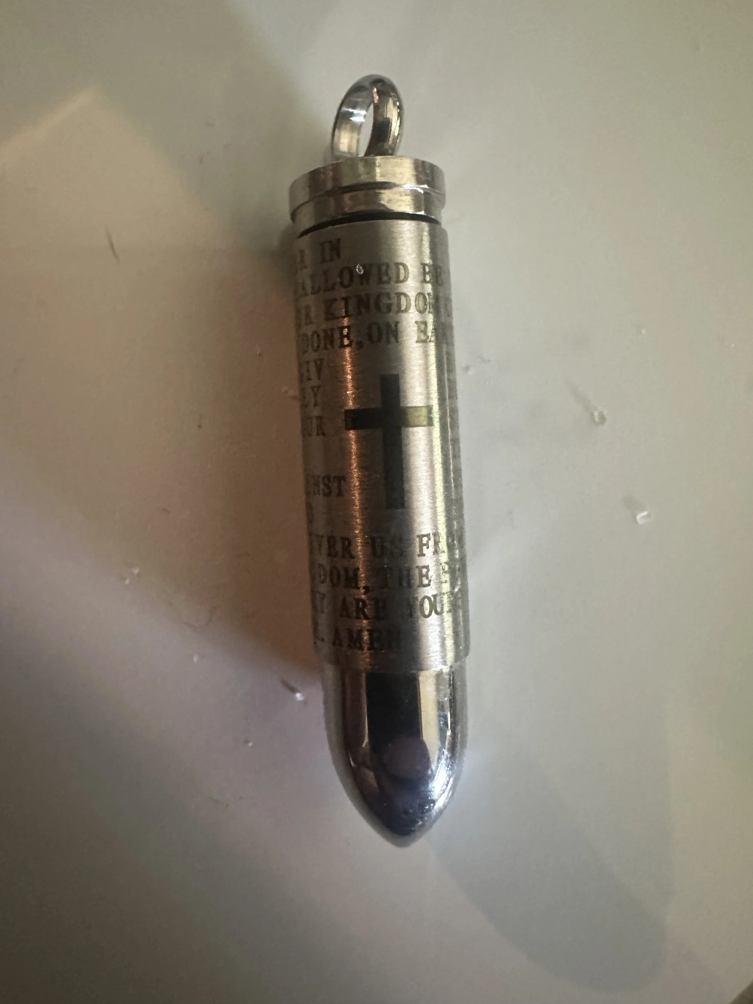 Silver Bullet w/Cross and Lord's Prayer