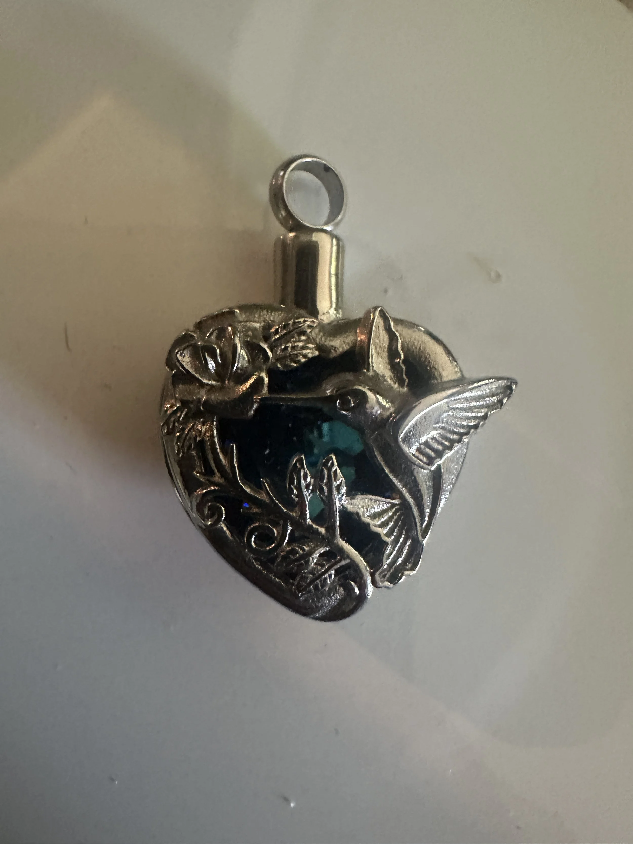 Silver Heart w/Hummingbird