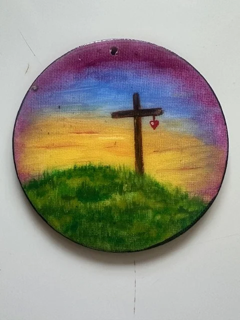 Cross on a Hill - Red Heart