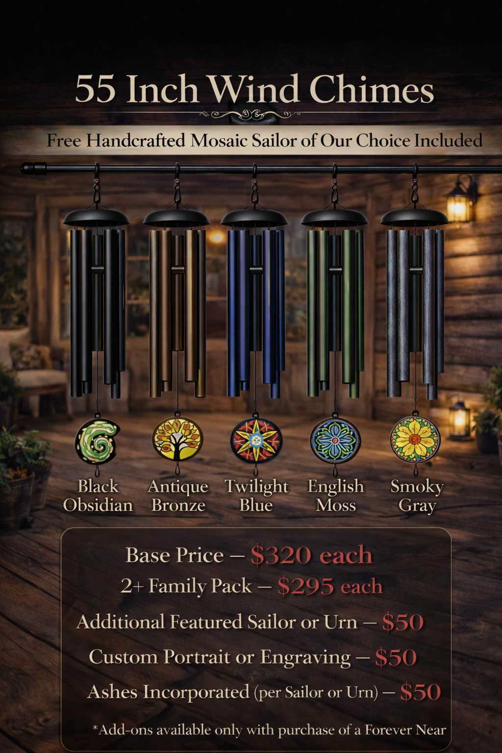 55" Wind Chime With Complementary Mosaic Sailor