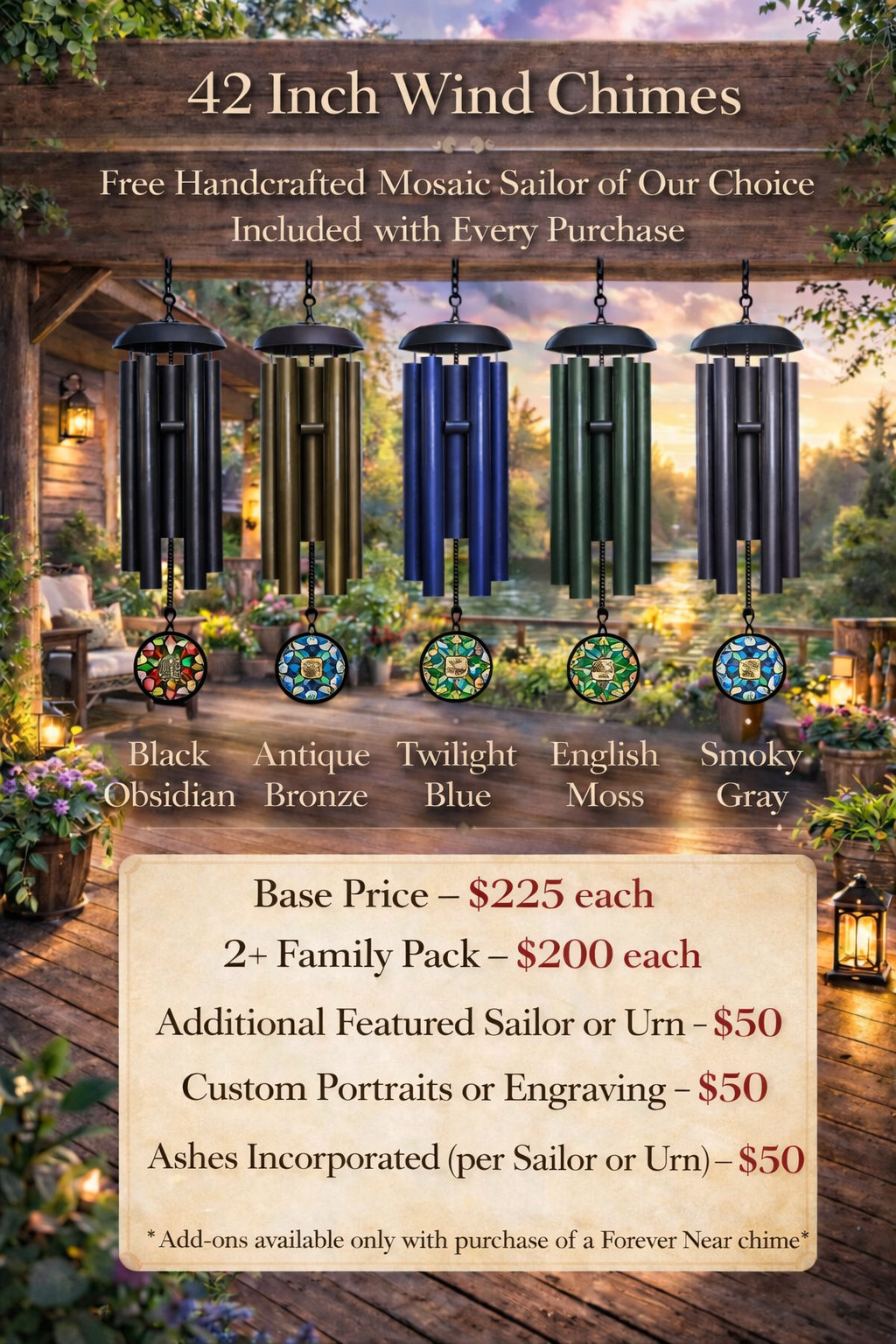 42" Wind Chime With Complementary Mosaic Sailor