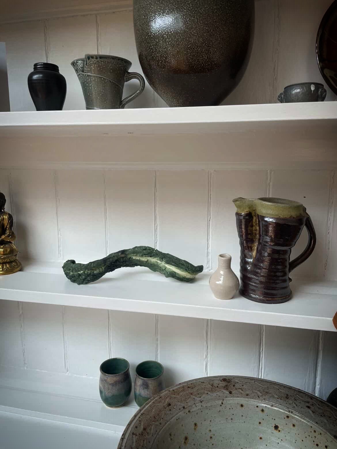 Well this is a pinch me moment. My Cavolo Nero made it on to Gabriel Nichol&rsquo;s shelves 🫠

Genuinely taken aback to be on shelves alongside  Walter Keeler&rsquo;s and Gabriel&rsquo;s work. 🥹 

Thanks for the photo @gabriel_nichols_pottery 

Cav