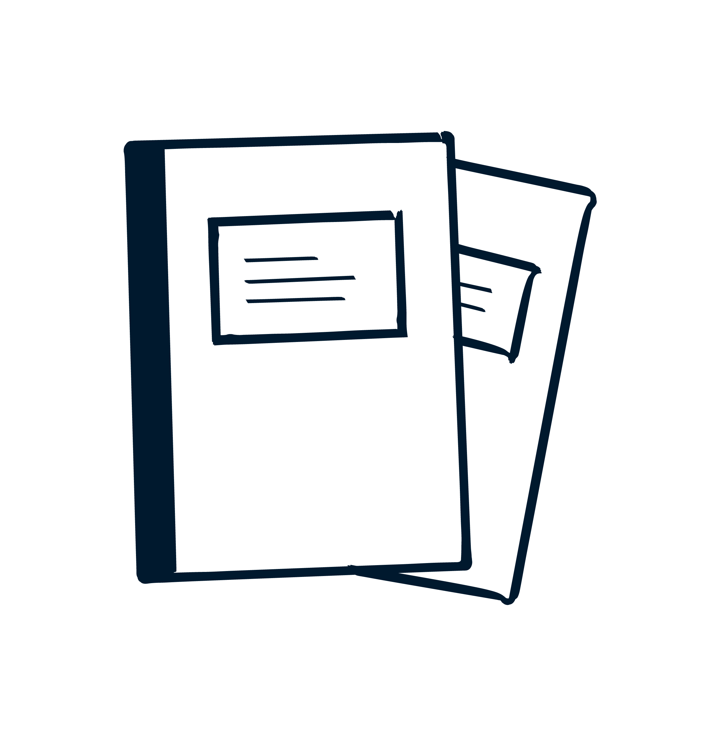 Dunkelblaue Skizze von zwei Checklisten-Notizbüchern.