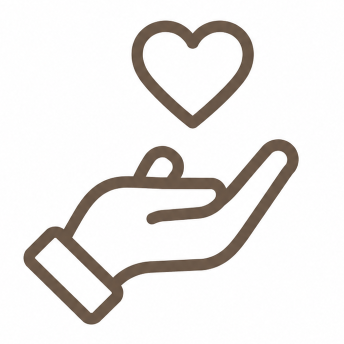 Symbol einer Hand, die einen Herz symbolisch hält, mit einem weiteren Herz darüber.