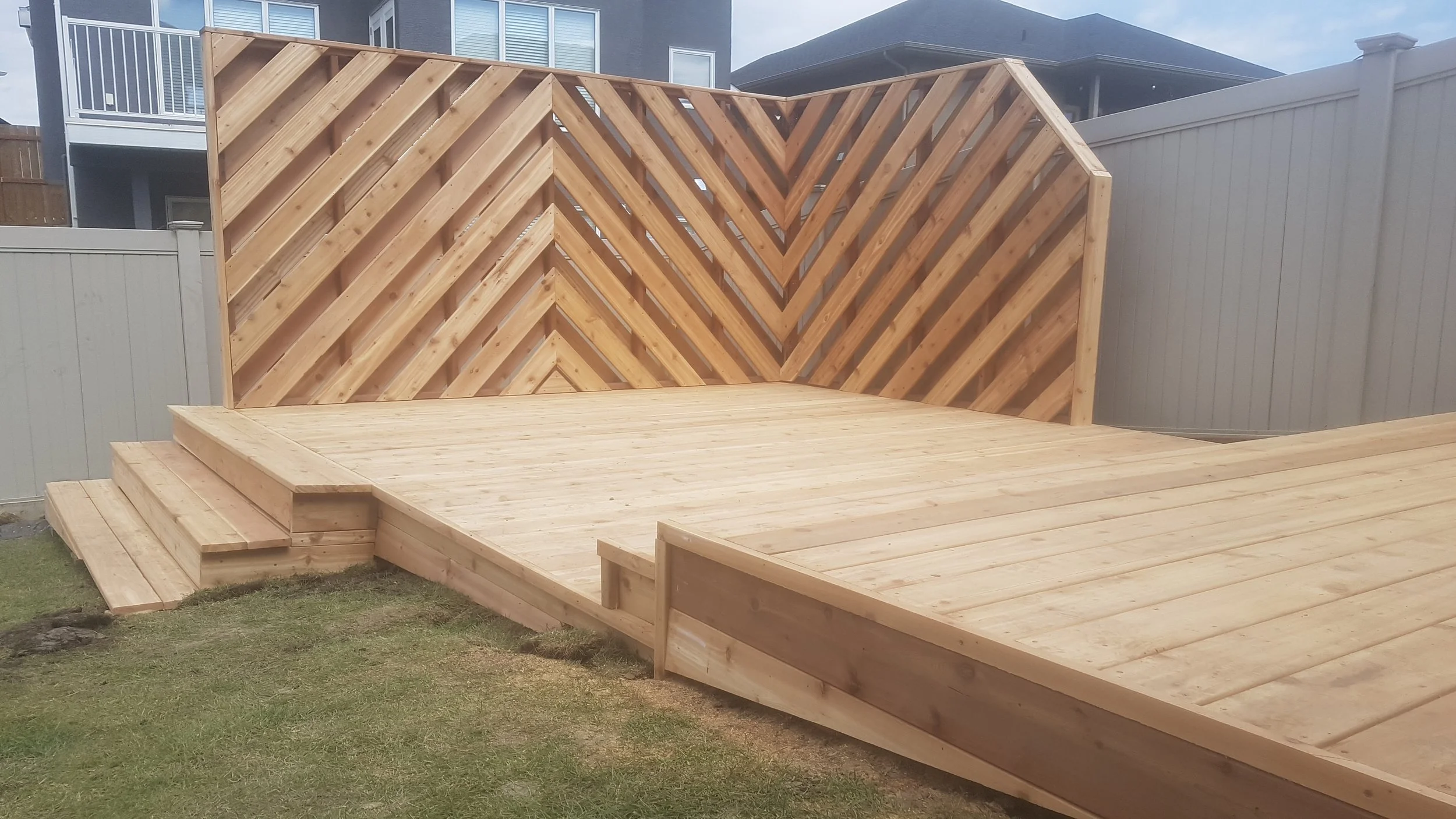 Custom Cedar deck with Privacy Wall
