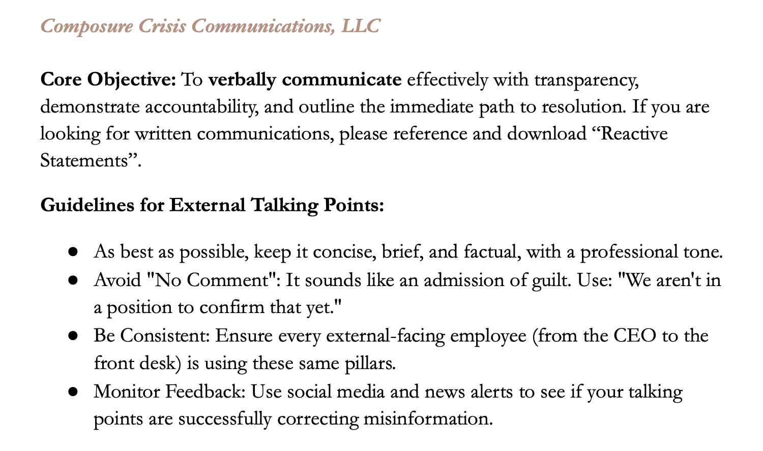 External Talking Points