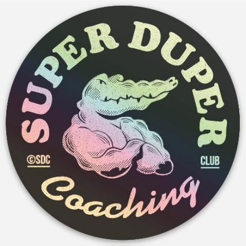 Logo de la marque Super Duper Caching Club avec un crocodile stylisé