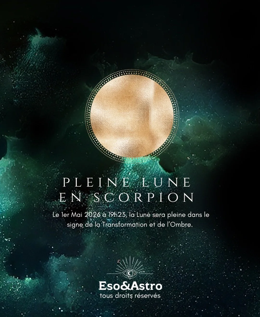 Plonge dans le mar&eacute;cage de cette Pleine Lune en Scorpion pour y puiser ta v&eacute;ritable puissance. Entre l&rsquo;intensit&eacute; de Pluton et l&rsquo;&eacute;clair lib&eacute;rateur d&rsquo;Uranus, il est temps de transmuter tes ombres en 