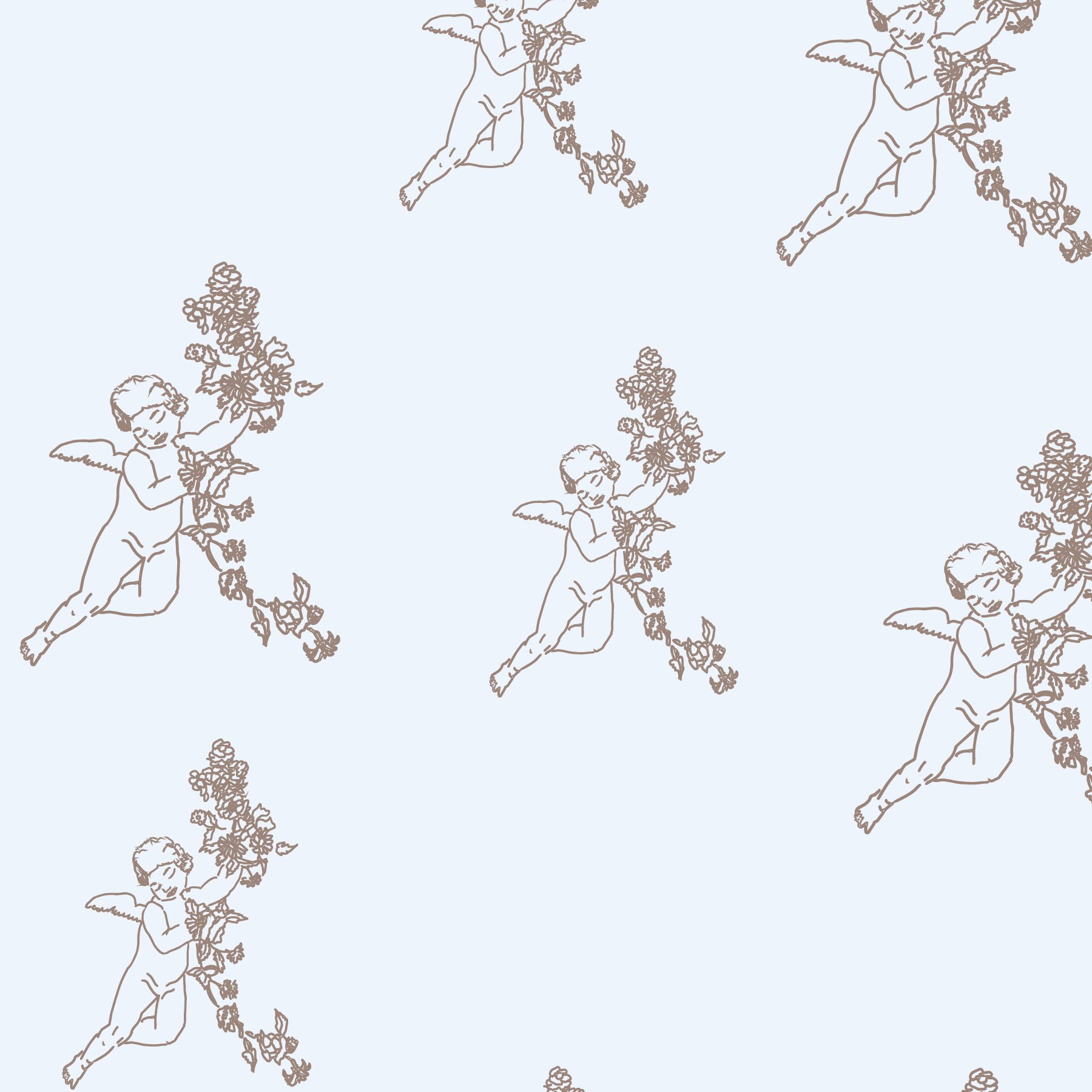 Cherubs floral bouquet brown on pale bluet.png