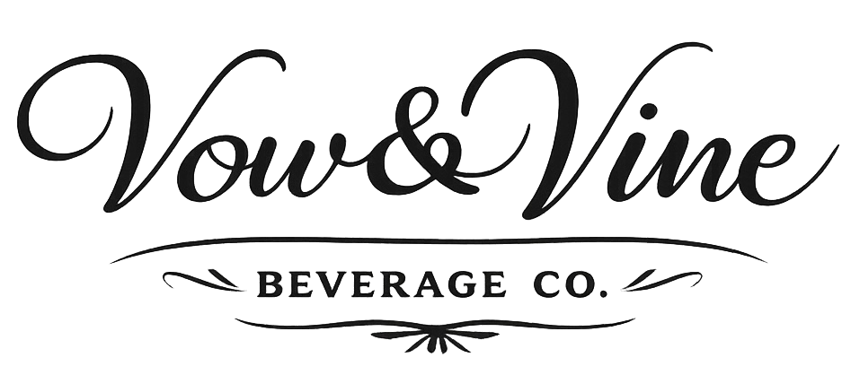 Logo for Your & Vine Beverage Co. in elegant black cursive font with decorative lines.