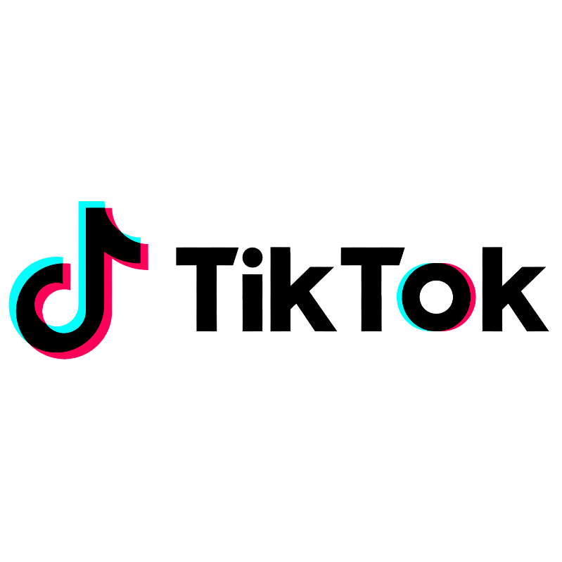 Das TikTok-Logo, bestehend aus einem Musiknoten-Symbol in Schwarz, Cyan und Magenta neben dem Wort 'TikTok' in schwarzer Schrift.