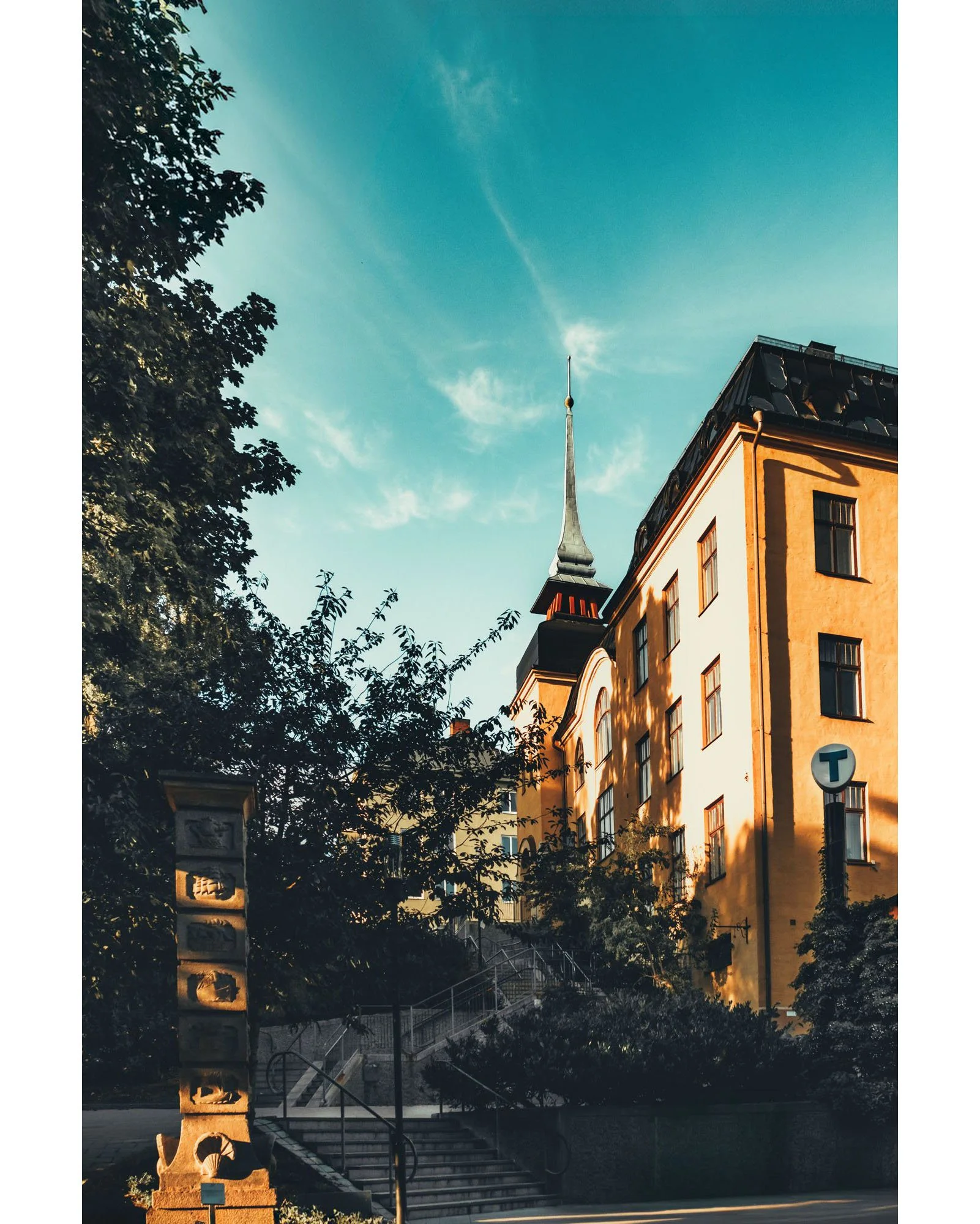 The view stepping out of Sundbyberg metro station, a familiar everyday scene for long-time residents, fine art photography print