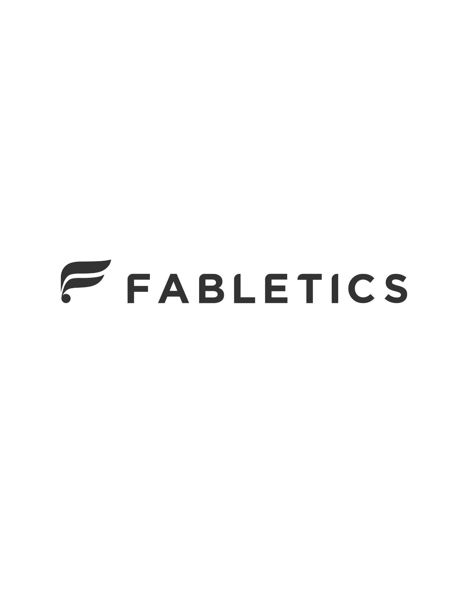 Logo of Fabletics, a fitness apparel brand, with a stylized 'F' and the brand name in bold black text.