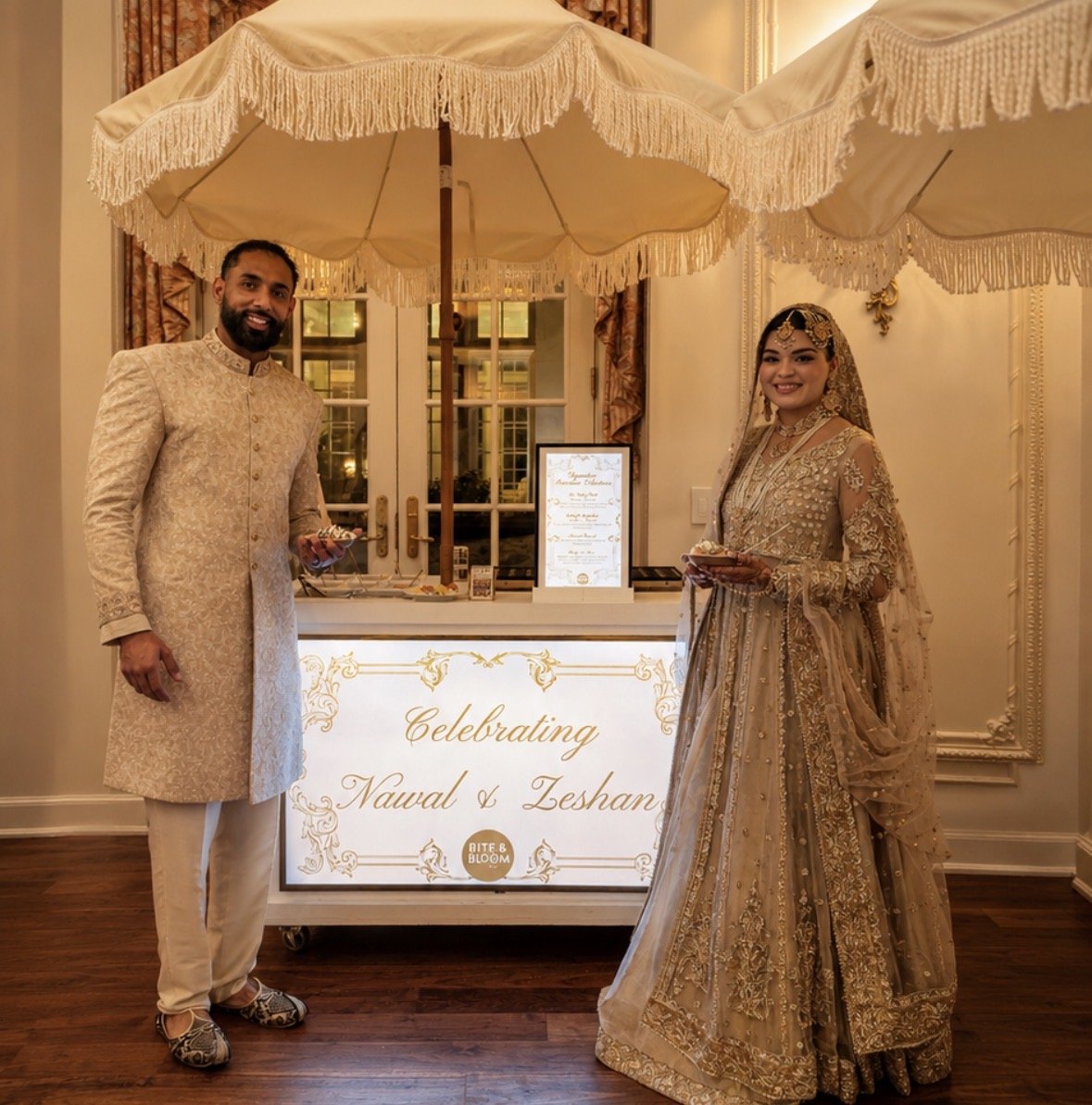 Luxury mini pancake cart serving guests at a Dallas wedding reception