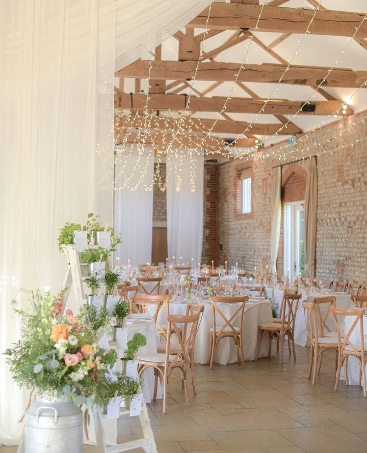 Soft draping, delicate fairy lights, and fresh spring florals come together to create an effortlessly elegant setting for an April wedding at #Farbridge.⁠
⁠
⁠
Photography - inhouse⁠
Rigging - @stressfreehire⁠
⁠
⁠