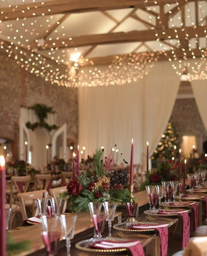 The partition drapes gently define the transition between dining and reception areas, adding depth and a sense of occasion to each space.⁠
⁠
Photography - inhouse⁠
Florist - @helleboreandrose⁠
Rigging - @stressfreehire⁠