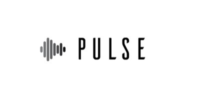 Pulse logo with sound wave icon and the word 'PULSE' in black letters.