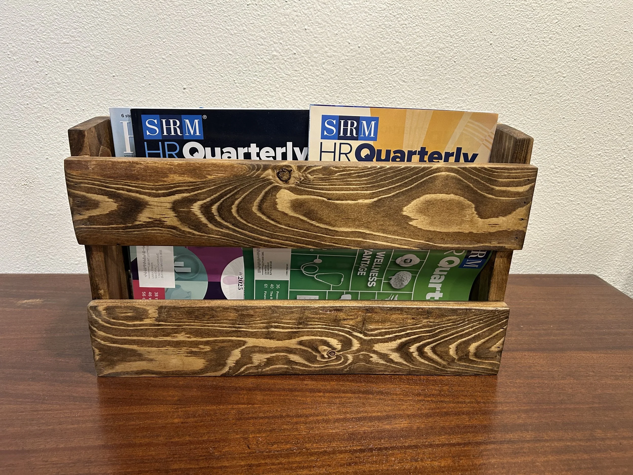 Handcrafted Wood Wall Hanging Magazine Rack