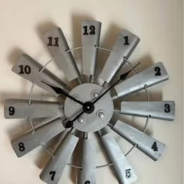 Upcycled metal grey wall clock