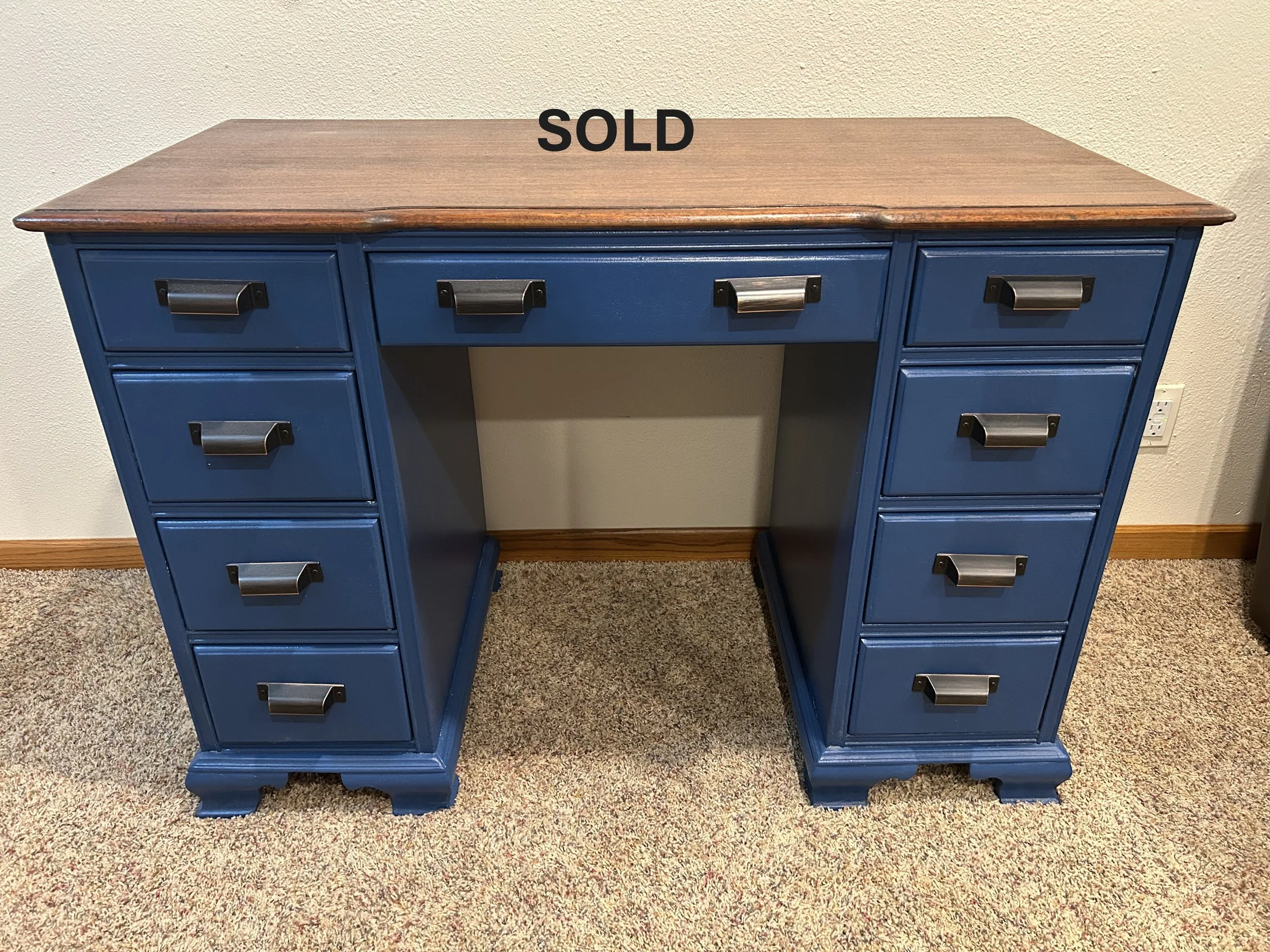 SOLD- Refurbished Nine drawer desk