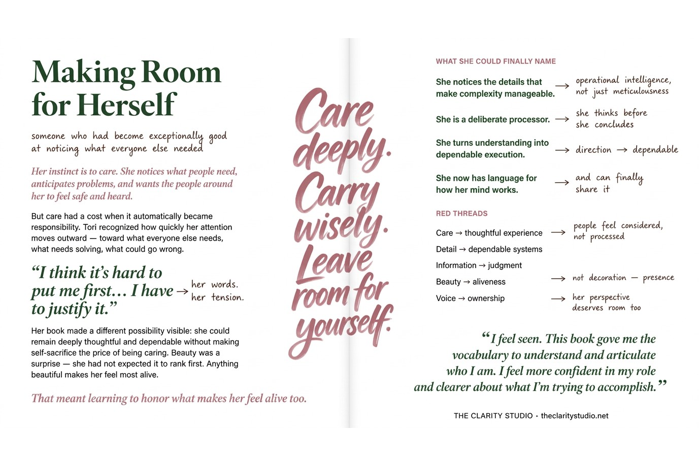 Self-Trust, Operational Intelligence, and Learning to Make Room for Herself