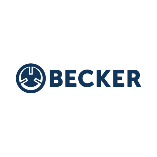 Logo mit dem Wort 'BECKER' und einem runden Symbol, das ein Gesicht mit einem Lächeln darstellt.
