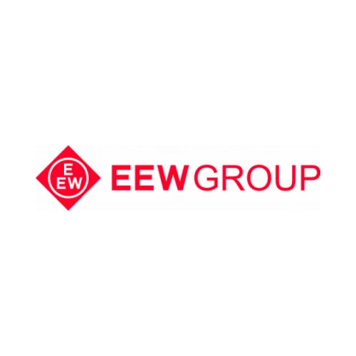 EEW GROUP Logo in Rot mit weißem Hintergrund.