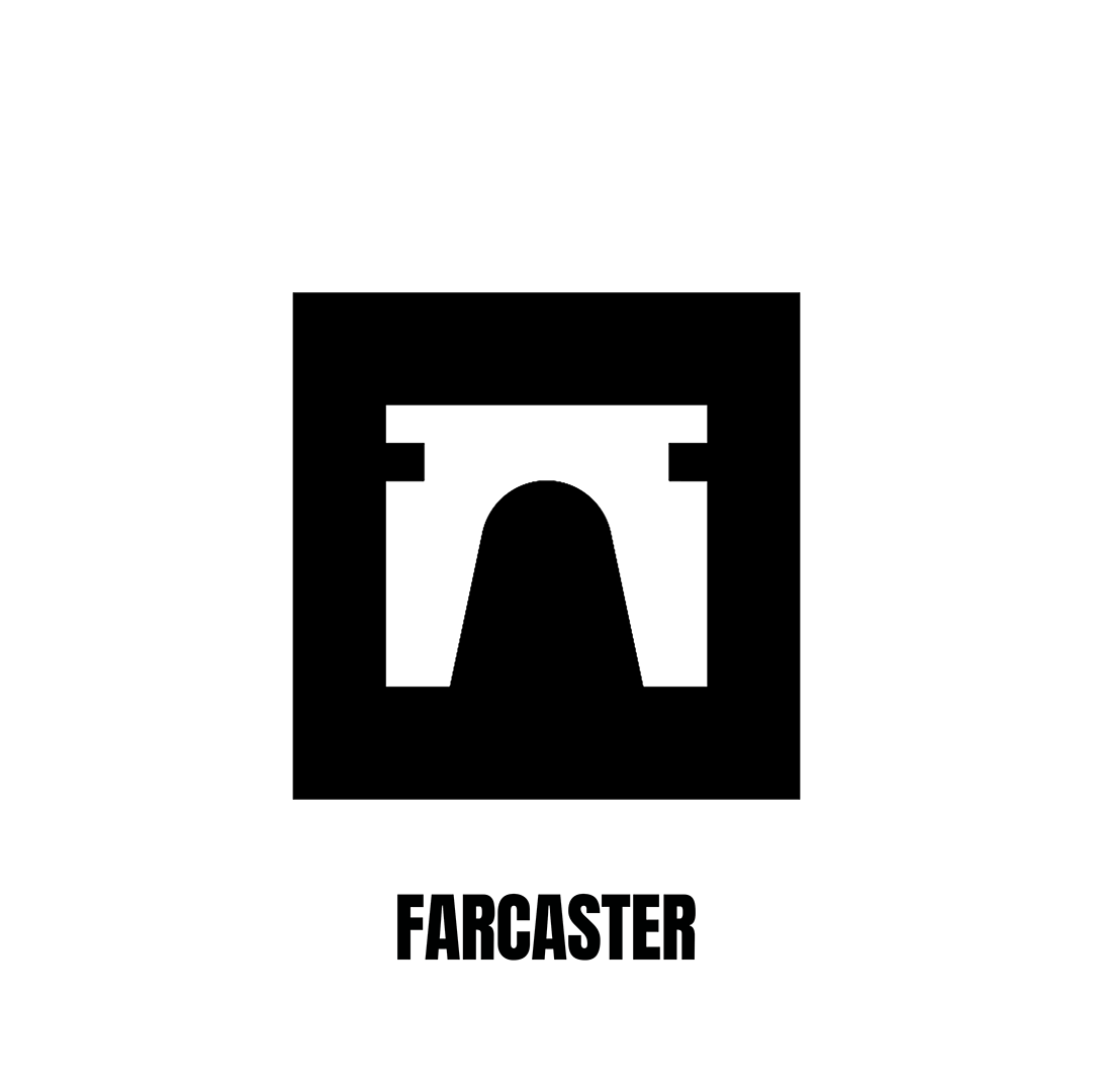 Black and white logo of a castle with the word "Farcaster" underneath.