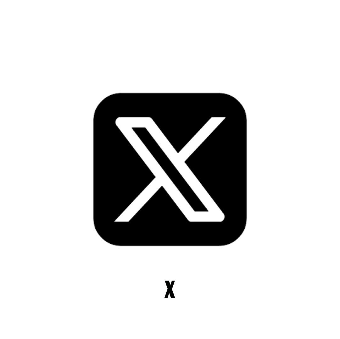 Black and white icon with a stylized letter 'X' inside a rounded square.