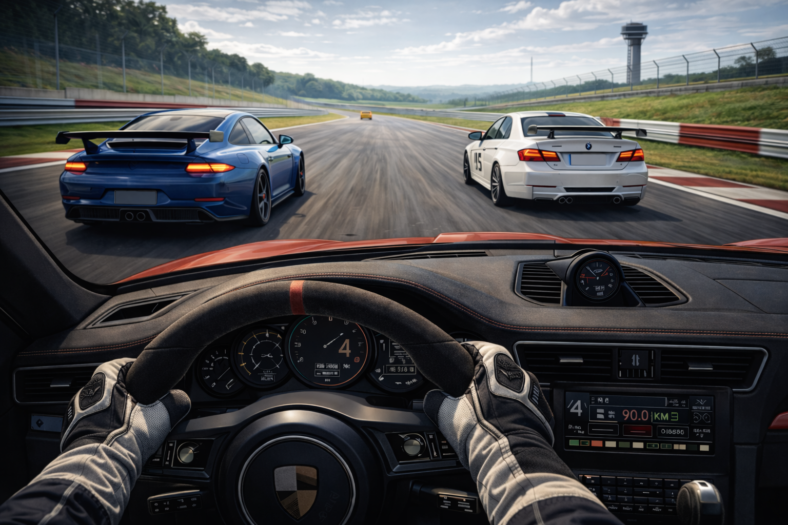 track day driver in car