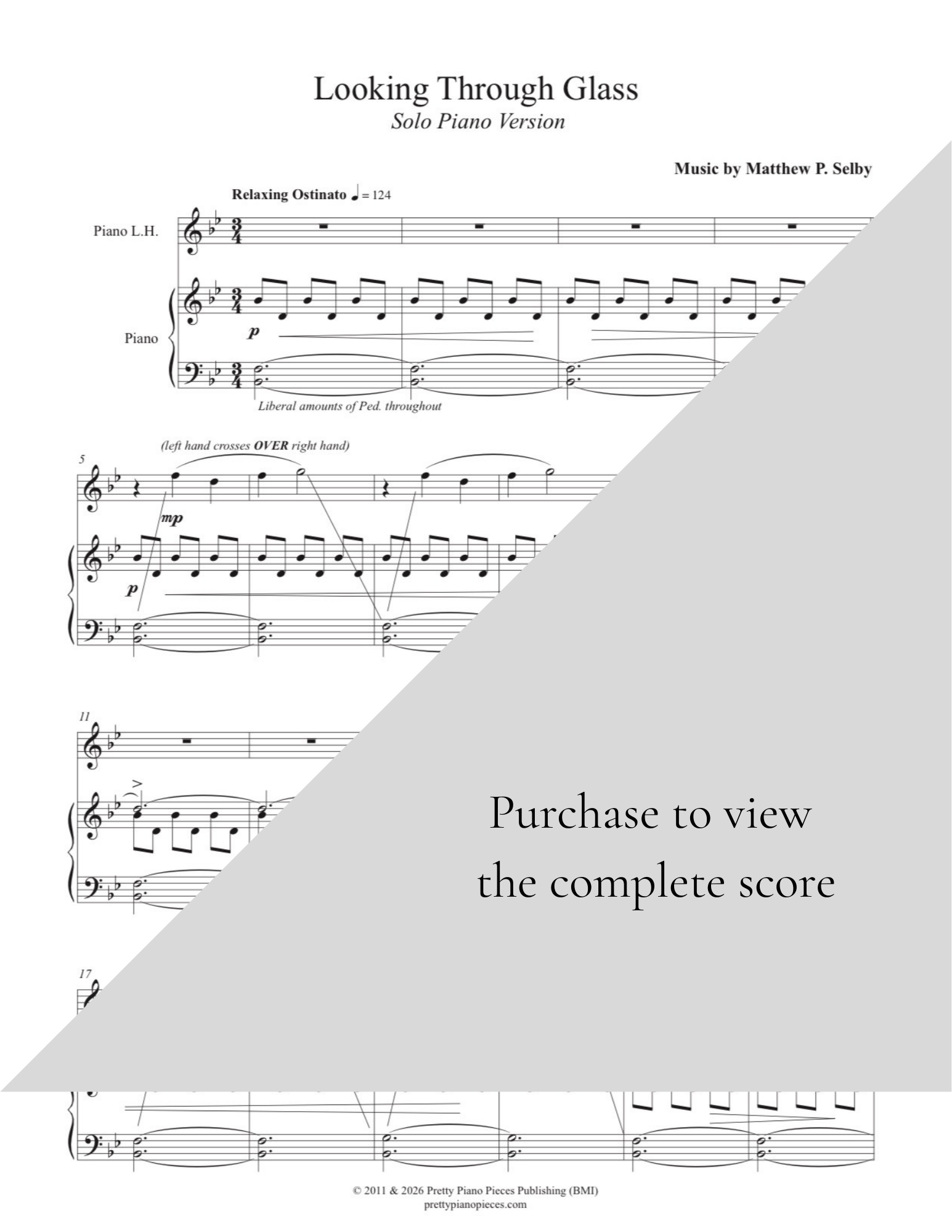 "Looking Through Glass" - Solo Piano Sheet Music (PDF)