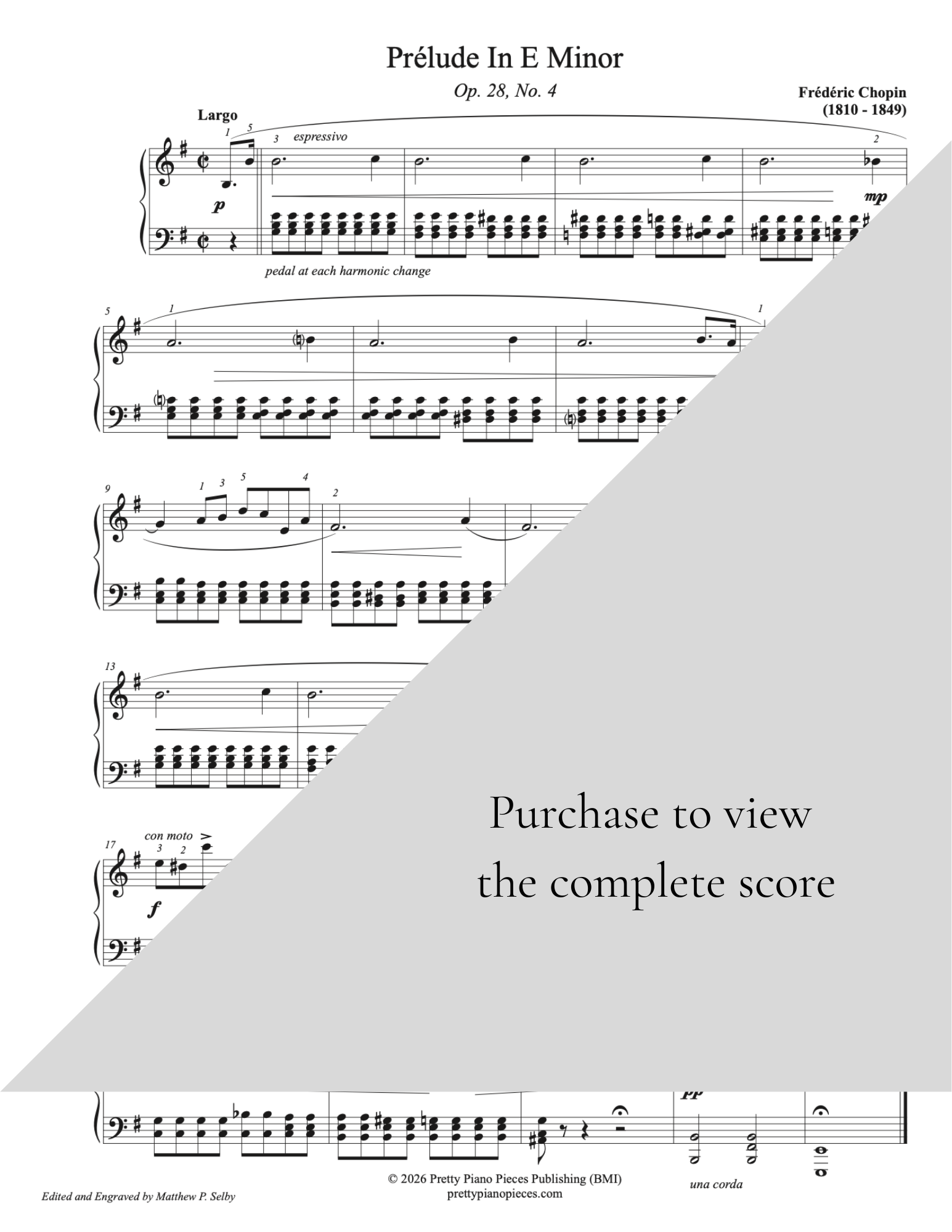 Chopin – Prélude in E Minor – Solo Piano Sheet Music (PDF)