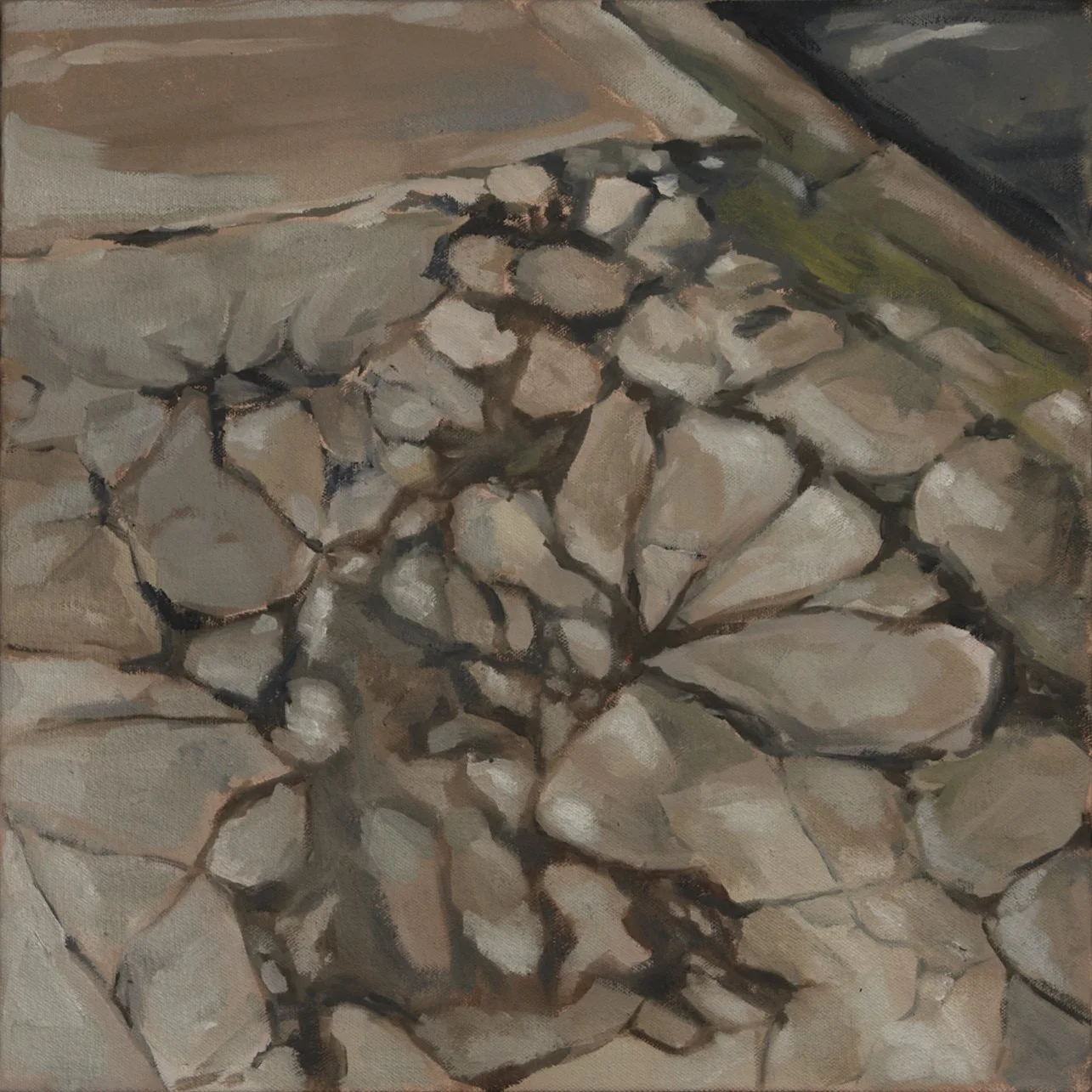 Suelo de concreto roto. pintura al óleo