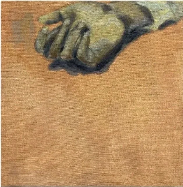 Dibujo de dos manos estrechándose sobre una superficie de madera.