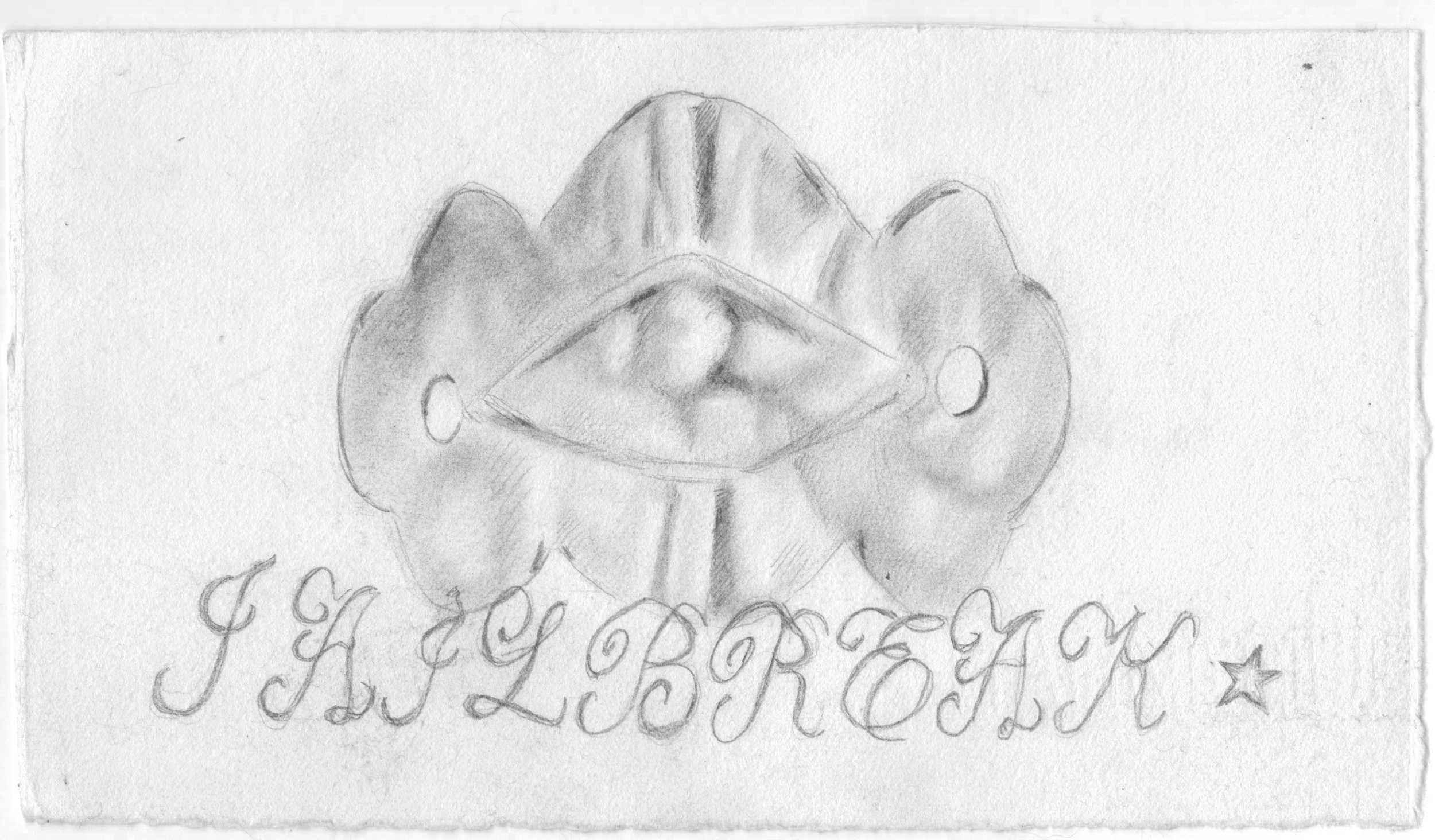 Dibujo en lápiz de un ojo con un triángulo en el centro, rodeado de formas redondeadas, con el texto 'JLS LIBRE' y una estrella al final.