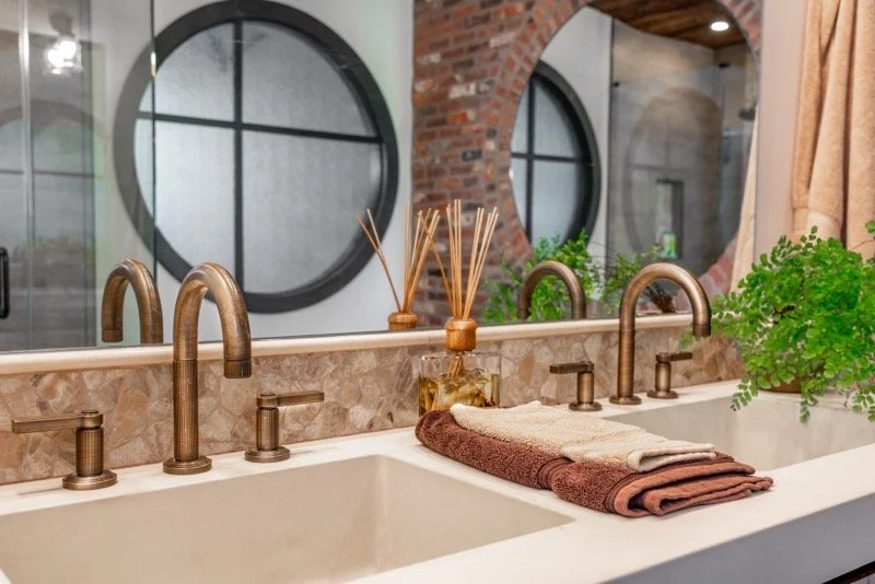 bathroom brick wall hardware fixtures close up.JPG